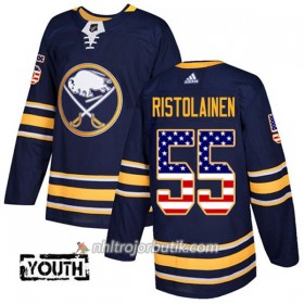 Barn Ishockey Buffalo Sabres Tröja Rasmus Ristolainen 55 Adidas 2017-2018 Marinblå USA Flag Fashion Authentic